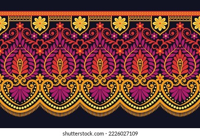 Geometrisches ethnisches Muster nahtlose Blumenfarbe orientalisch. nahtloses Muster. Design für Stoff, Vorhang, Hintergrund, Teppich, Tapete, Kleidung, Umhüllung, Batik, Stoff Vektorgrafik.