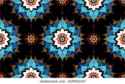Geometric ethnic pattern seamless flower color oriental. 
seamless pattern. Design for fabric, curtain, background, 
carpet, wallpaper, clothing, wrapping, Batik, 
fabric,Vector illustration. 