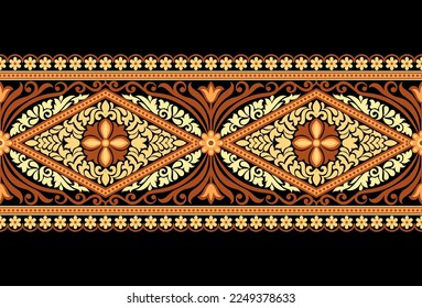 Patrón geométrico étnico sin fisuras color de flores oriental. patrón impecable. Diseño para tela, cortina, fondo, alfombra, papel pintado, ropa, envoltura, Batik, tela Ilustración vectorial.