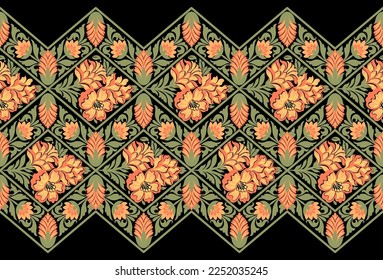 Geometrisches ethnisches Muster nahtlose Blumenfarbe orientalisch. nahtloses Muster. Design für Stoff, Vorhang, Hintergrund, Teppich, Tapete, Kleidung, Umhüllung, Batik, Stoff Vektorgrafik.