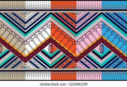 Geometrisches ethnisches Muster nahtlose Blumenfarbe orientalisch. 
nahtloses Muster. Design für Stoff, Vorhang, Hintergrund, 
Teppich, Tapete, Kleidung, Umhüllung, Batik, 
Stoff, Vektorgrafik. Muster 