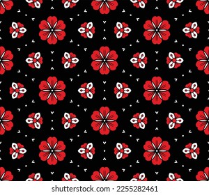 Geometric ethnic pattern seamless flower color oriental.
seamless pattern.Design for fabric,curtain,black background, carpet, shawl,clothing,wrapping, Batik,fabric,handkerchief,Vector illustration.