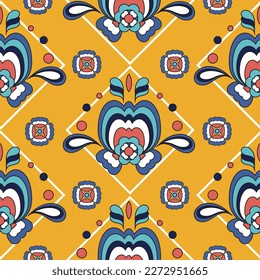 Patrón geométrico étnico sin soldadura flor color azteca folk oriental. patrón impecable. Diseño de alfombra de fondo de telas de telas, papel pintado envolver tela de volante Batik Ilustración vectorial
