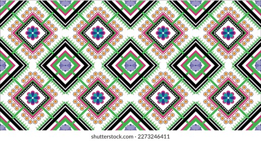 Patrón geométrico étnico sin fisuras color de flores oriental. patrón impecable. Diseño para tela, cortina, fondo, alfombra, papel pintado, ropa, envoltura, Batik, tela, ilustración vectorial. patrón