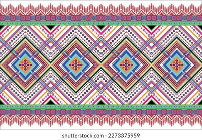 Patrón geométrico étnico sin fisuras color de flores oriental. patrón impecable. Diseño para tela, cortina, fondo, alfombra, papel pintado, ropa, envoltura, Batik, tela, ilustración vectorial. patrón