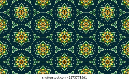 Geometric ethnic pattern seamless flower color. seamless pattern. Design for fabric,curtain,background,carpet,wallpaper,clothing,wrapping,Batik,mandalas,fabric,Vector illustration. pattern style.
