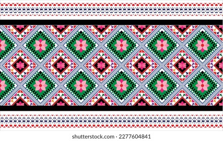 Geometric ethnic pattern seamless flower color oriental.  pattern. Design for fabric, curtain, background, carpet, wallpaper, clothing, wrapping, Batik, fabric,Vector illustration. pattern