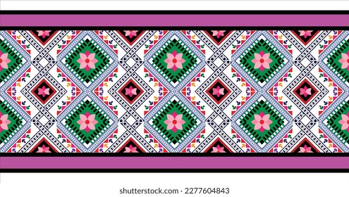 Geometric ethnic pattern seamless flower color oriental.  pattern. Design for fabric, curtain, background, carpet, wallpaper, clothing, wrapping, Batik, fabric,Vector illustration. pattern