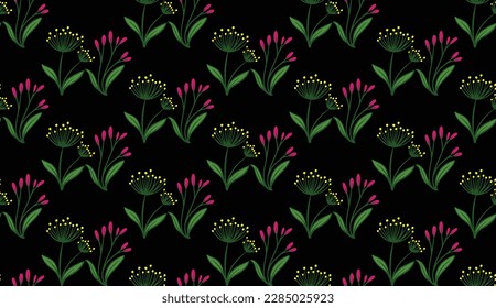 Geometric ethnic pattern seamless flower color oriental.
seamless pattern.Design for fabric,curtain,black background, carpet, shawl,clothing,wrapping, Batik,fabric,handkerchief,Vector illustration.