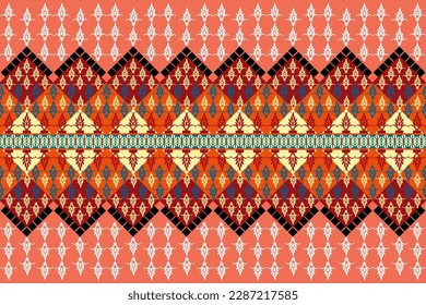 Geometric ethnic pattern seamless flower color oriental. seamless pattern. Design for fabric, curtain, background, carpet, wallpaper, clothing, wrapping, Batik, fabric,Vector illustration. pattern 
