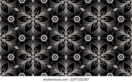 Geometric ethnic pattern seamless flower color oriental.
seamless pattern.Design for fabric,curtain,black background, carpet, shawl,clothing,wrapping, Batik,fabric,handkerchief,Vector illustration.