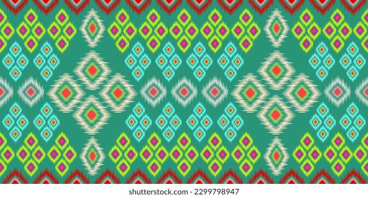 Geometric ethnic pattern seamless flower color oriental. seamless pattern. Design for fabric, curtain, background, carpet, wallpaper, clothing, wrapping, Batik, fabric,Vector illustration