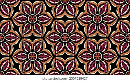 Geometric ethnic pattern seamless flower color. seamless pattern. Design for fabric,curtain,background,carpet,wallpaper,clothing,wrapping,Batik,mandalas,fabric,Vector illustration. pattern style.