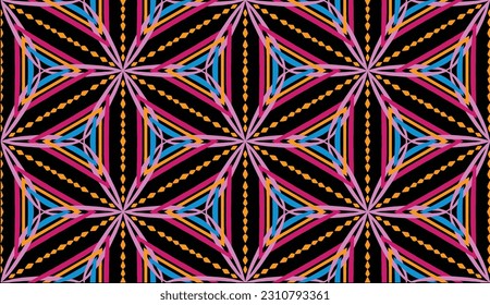 Geometric ethnic pattern seamless flower color. seamless pattern. Design for fabric,curtain,background,carpet,wallpaper,clothing,wrapping,Batik,mandalas,fabric,Vector illustration. pattern style.