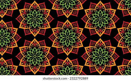 Geometric ethnic pattern seamless flower color. seamless pattern. Design for fabric,curtain,background,carpet,wallpaper,clothing,wrapping,Batik,mandalas,fabric,Vector illustration. pattern style.
