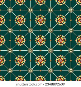 Geometric ethnic pattern seamless flower color. seamless pattern. Design for fabric,curtain,background,carpet,wallpaper,clothing,wrapping,Batik,mandalas,fabric,Vector illustration. pattern style.
