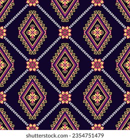 Patrón geométrico étnico sin fisuras en el color de las flores. patrón impecable. Diseño para tela, cortina, fondo, alfombra, papel pintado, ropa, envoltura, Batik, mandalas, tela, ilustración vectorial. estilo de patrón.
