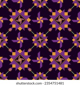 Patrón geométrico étnico sin fisuras en el color de las flores. patrón impecable. Diseño para tela, cortina, fondo, alfombra, papel pintado, ropa, envoltura, Batik, mandalas, tela, ilustración vectorial. estilo de patrón.

