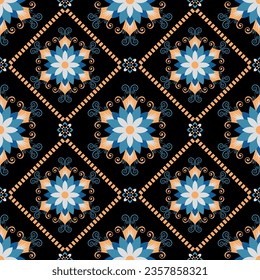 Geometric ethnic pattern seamless flower color. seamless pattern. Design for fabric,curtain,background,carpet,wallpaper,clothing,wrapping,Batik,mandalas,fabric,Vector illustration. pattern style.