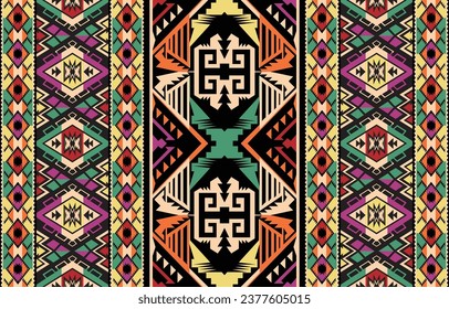 geometric ethnic pattern seamless flower color oriental. seamless pattern. Design for fabric, curtain, background, carpet, wallpaper, clothing, wrapping, Batik, fabric,Vector illustration. pattern sty