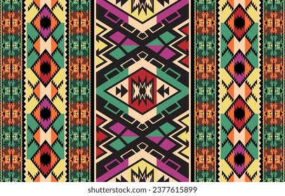 geometric ethnic pattern seamless flower color oriental. seamless pattern. Design for fabric, curtain, background, carpet, wallpaper, clothing, wrapping, Batik, fabric,Vector illustration. pattern sty