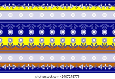 Patrón geométrico étnico sin fisuras color de flores oriental. patrón impecable. Diseño para tela, cortina, fondo, alfombra, papel pintado, ropa, envoltura, Batik, tela,Ilustración vectorial