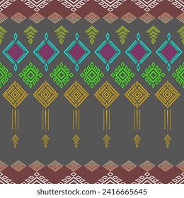 Geometric ethnic pattern seamless flower color oriental. seamless pattern. Design for fabric, curtain, background, carpet, wallpaper, clothing, wrapping, Batik, fabric,Vector illustration