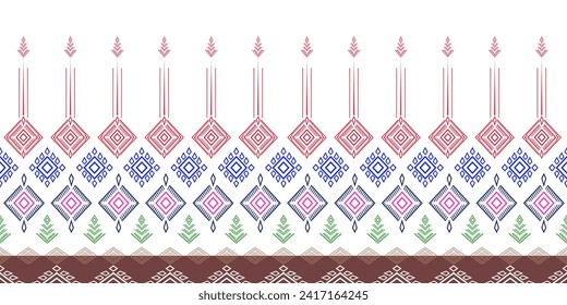 Geometric ethnic pattern seamless flower color oriental. seamless pattern. Design for fabric, curtain, background, carpet, wallpaper, clothing, wrapping, Batik, fabric,Vector illustration