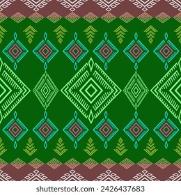 Patrón étnico geométrico color de flor sin fisuras oriental. patrón sin fisuras. Diseño para tela, cortina, fondo, alfombra, papel pintado, ropa, envoltura, Batik, tela, ilustración vectorial