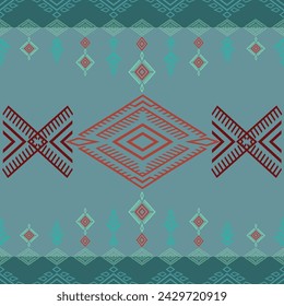 Geometrisches ethnisches Muster Nahtlose Blumenfarbe Orientalisch. Nahtloses Muster. Design für Stoff, Vorhang, Hintergrund, Teppich, Tapete, Kleidung, Verpackung, Batik, Stoff, Vektor-Illustration