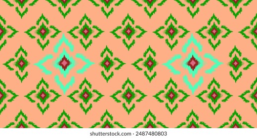 Patrón étnico geométrico color de flor sin fisuras oriental. patrón sin fisuras. Diseño para tela, cortina, fondo, alfombra, Fondo de pantalla, ropa, envoltura, Batik, tela, Ilustración vectorial