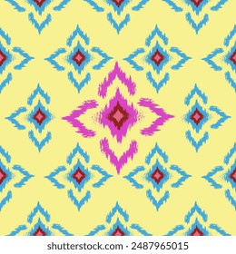 Patrón étnico geométrico color de flor sin fisuras oriental. patrón sin fisuras. Diseño para tela, cortina, fondo, alfombra, Fondo de pantalla, ropa, envoltura, Batik, tela, Ilustración vectorial