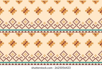 Padrão étnico geométrico sem costura, design étnico ameríndio, design de decoração do sudoeste para fundo, cortina, tapete, papel de parede, roupas, embalagem, Batik, ilustração vetorial.