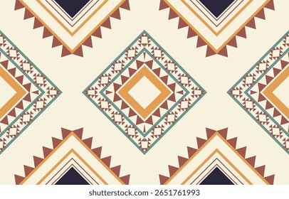 Padrão étnico geométrico sem costura, design étnico ameríndio, design de decoração do sudoeste para fundo, cortina, tapete, papel de parede, roupas, embalagem, Batik, ilustração vetorial.