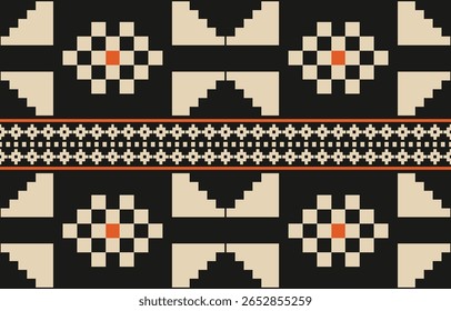 Padrão étnico geométrico sem costura, design étnico ameríndio, design de decoração do sudoeste para fundo, cortina, tapete, papel de parede, roupas, embalagem, Batik, ilustração vetorial.