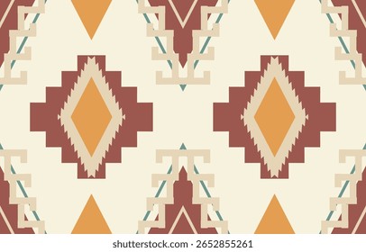 Padrão étnico geométrico sem costura, design étnico ameríndio, design de decoração do sudoeste para fundo, cortina, tapete, papel de parede, roupas, embalagem, Batik, ilustração vetorial.