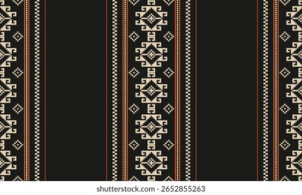 Padrão étnico geométrico sem costura, design étnico ameríndio, design de decoração do sudoeste para fundo, cortina, tapete, papel de parede, roupas, embalagem, Batik, ilustração vetorial.