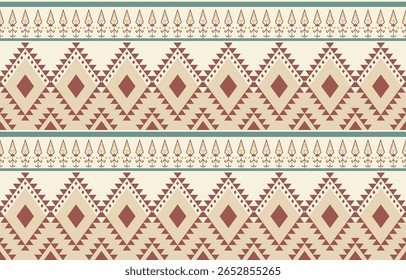 Padrão étnico geométrico sem costura, design étnico ameríndio, design de decoração do sudoeste para fundo, cortina, tapete, papel de parede, roupas, embalagem, Batik, ilustração vetorial.
