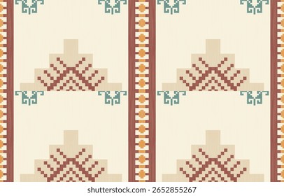 Padrão étnico geométrico sem costura, design étnico ameríndio, design de decoração do sudoeste para fundo, cortina, tapete, papel de parede, roupas, embalagem, Batik, ilustração vetorial.