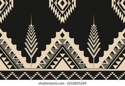 Padrão étnico geométrico sem costura, design étnico ameríndio, design de decoração do sudoeste para fundo, cortina, tapete, papel de parede, roupas, embalagem, Batik, ilustração vetorial.