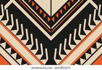 Padrão étnico geométrico sem costura, design étnico ameríndio, design de decoração do sudoeste para fundo, cortina, tapete, papel de parede, roupas, embalagem, Batik, ilustração vetorial.