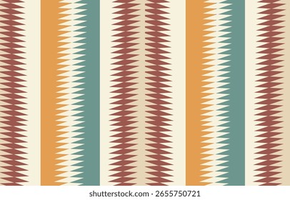 Padrão étnico geométrico sem costura, design étnico ameríndio, design de decoração do sudoeste para fundo, cortina, tapete, papel de parede, roupas, embalagem, Batik, ilustração vetorial.