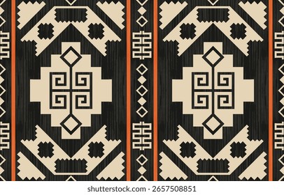 Patrón étnico geométrico sin costuras, diseño étnico nativo americano, diseño de decoración del suroeste para el fondo, cortina, alfombra, Fondo de pantalla, ropa, envoltura, Batik, Ilustración vectorial.