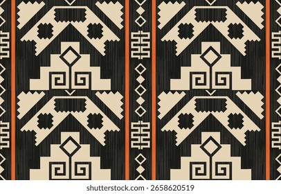 Padrão étnico geométrico sem costura, design étnico ameríndio, design de decoração do sudoeste para fundo, cortina, tapete, papel de parede, roupas, embalagem, Batik, ilustração vetorial.