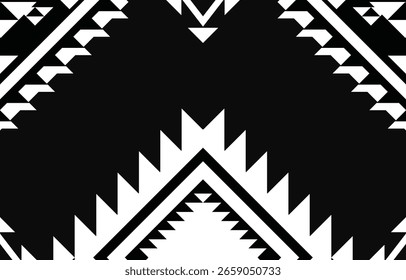 Padrão étnico geométrico sem costura, design étnico ameríndio, design de decoração do sudoeste para fundo, cortina, tapete, papel de parede, roupas, embalagem, Batik, ilustração vetorial.