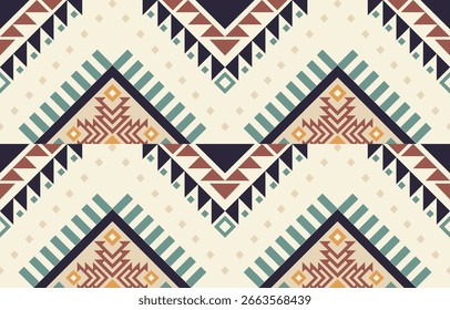 Patrón étnico geométrico sin costuras, diseño étnico nativo americano, diseño de decoración del suroeste para el fondo, cortina, alfombra, Fondo de pantalla, ropa, envoltura, Batik, Ilustración vectorial.