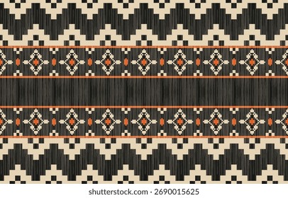 Padrão étnico geométrico sem costura, design étnico ameríndio, design de decoração do sudoeste para fundo, cortina, tapete, papel de parede, roupas, embalagem, Batik, ilustração vetorial.