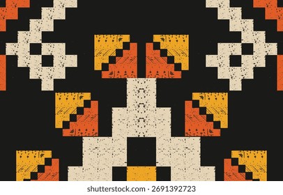 Padrão étnico geométrico sem costura, design étnico ameríndio, design de decoração do sudoeste para fundo, cortina, tapete, papel de parede, roupas, embalagem, Batik, ilustração vetorial.