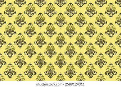 Geometric ethnic pattern seamless  on yellow color oriental. Motifs seamless pattern. Design for fabric, curtain, background, carpet,wallpaper, clothing, wrapping, Batik, fabric,Vector illustration
