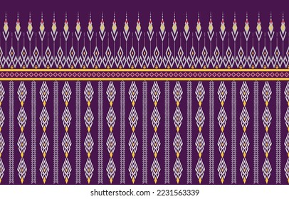Geometric ethnic pattern seamless oriental. Design for fabric, curtain, background, carpet, wallpaper, clothing, wrapping, batik, vector, illustration. Purple, gold style.